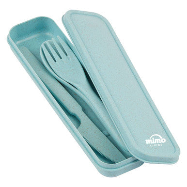 Orsina Mimo 3-Piece Mint Wheat Straw Travel Cutlery Set