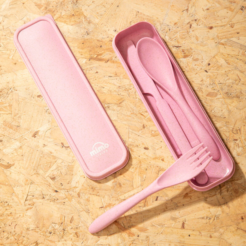 Orsina Mimo 3-Piece Pink Travel Cutlery Set