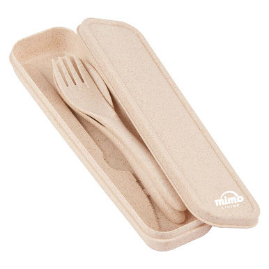 Orsina Mimo 3-Piece Natural Wheat Straw Travel Cutlery Set