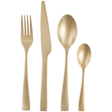 Orsina Avie 16-Piece Antique Gold Cutlery Set