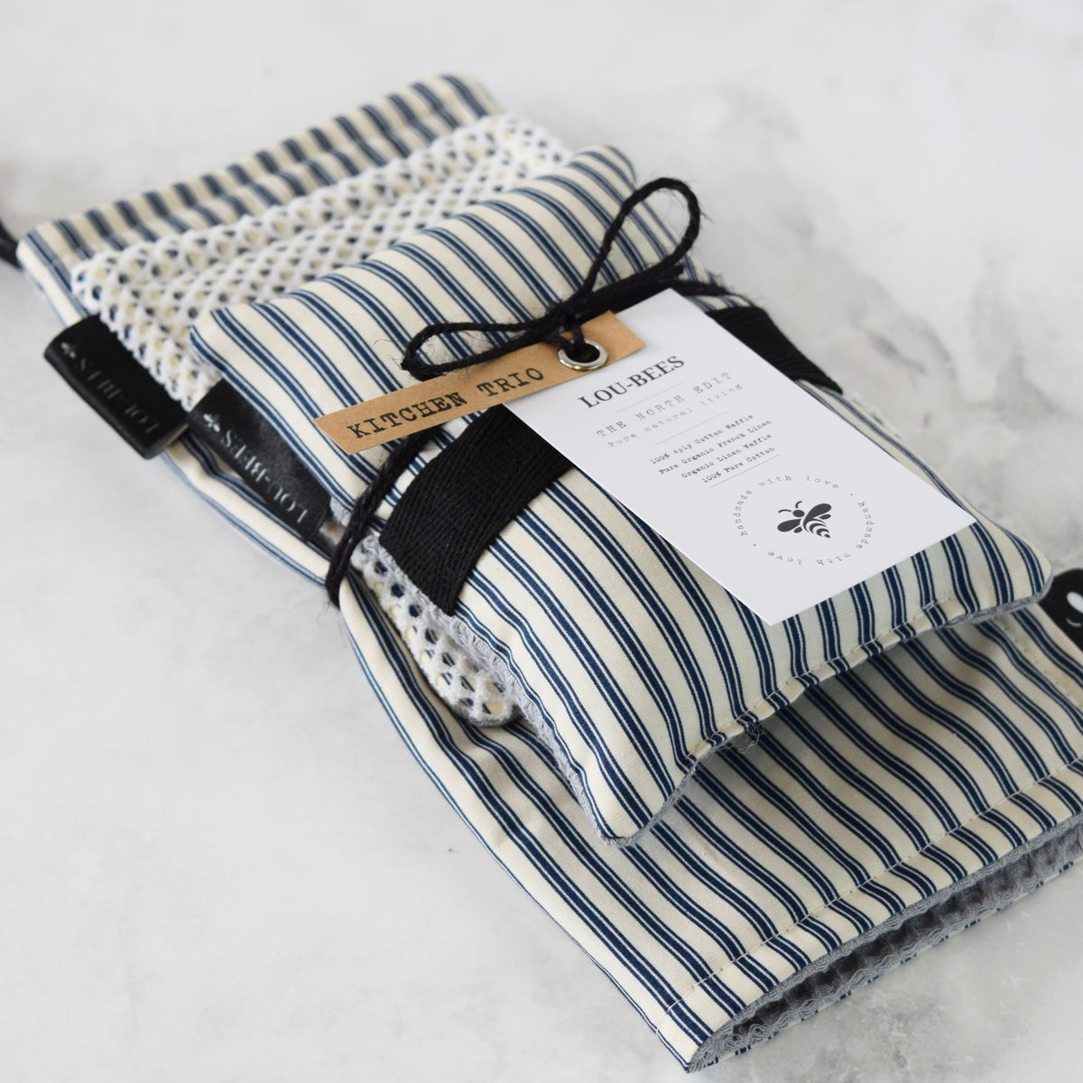 Lou-bees French Inspired Navy Stripe Kitchen Trio