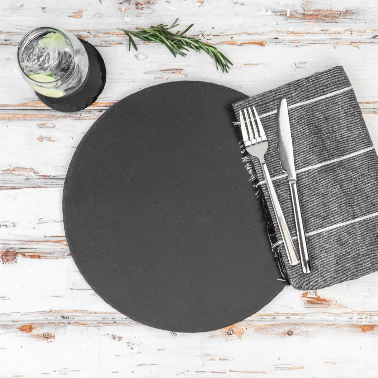 Rinkit Round Slate Placemats Pack of 6 - 33cm