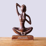 HatiNest Wooden Yoga Lady Cow Face Pose Antique Finish
