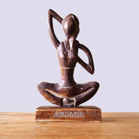 HatiNest Wooden Yoga Lady Cow Face Pose Antique Finish