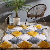 3D Ochre Geometric Shaggy Rug | The Rugs