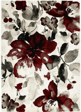 Watercolour Floral Design Rug Red by The Rugs