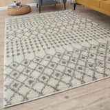 The Rugs Moroccan Ivory Grey Shaggy Rug | 1000