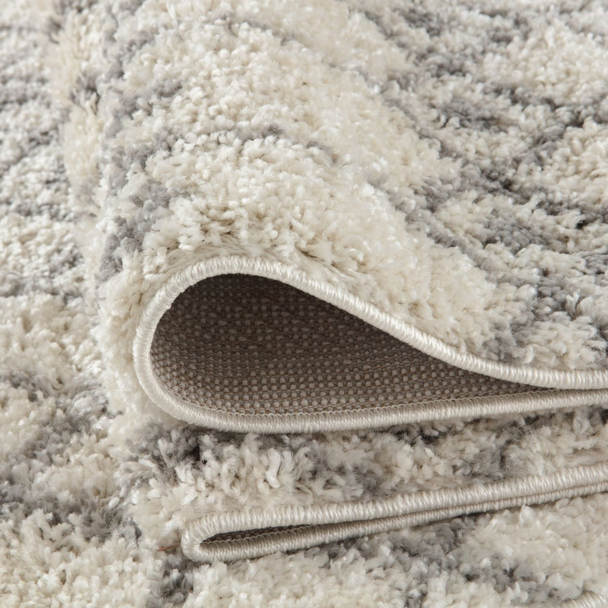 The Rugs Moroccan Ivory Grey Shaggy Rug | 1000