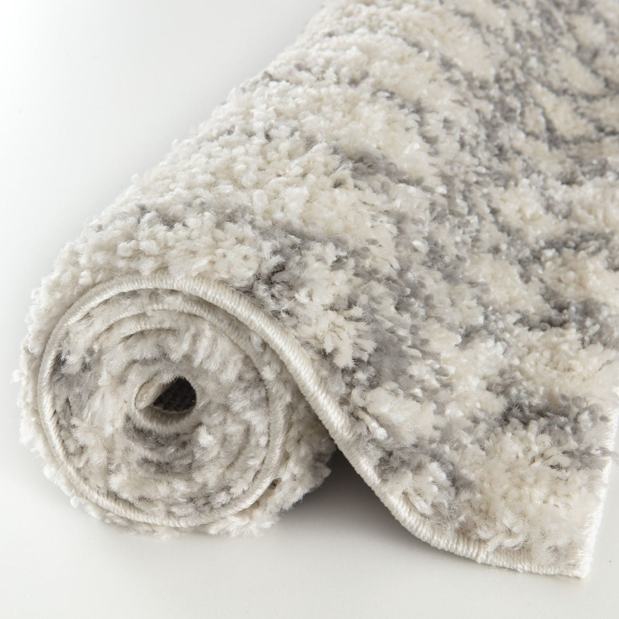 The Rugs Moroccan Ivory Grey Shaggy Rug | 1000