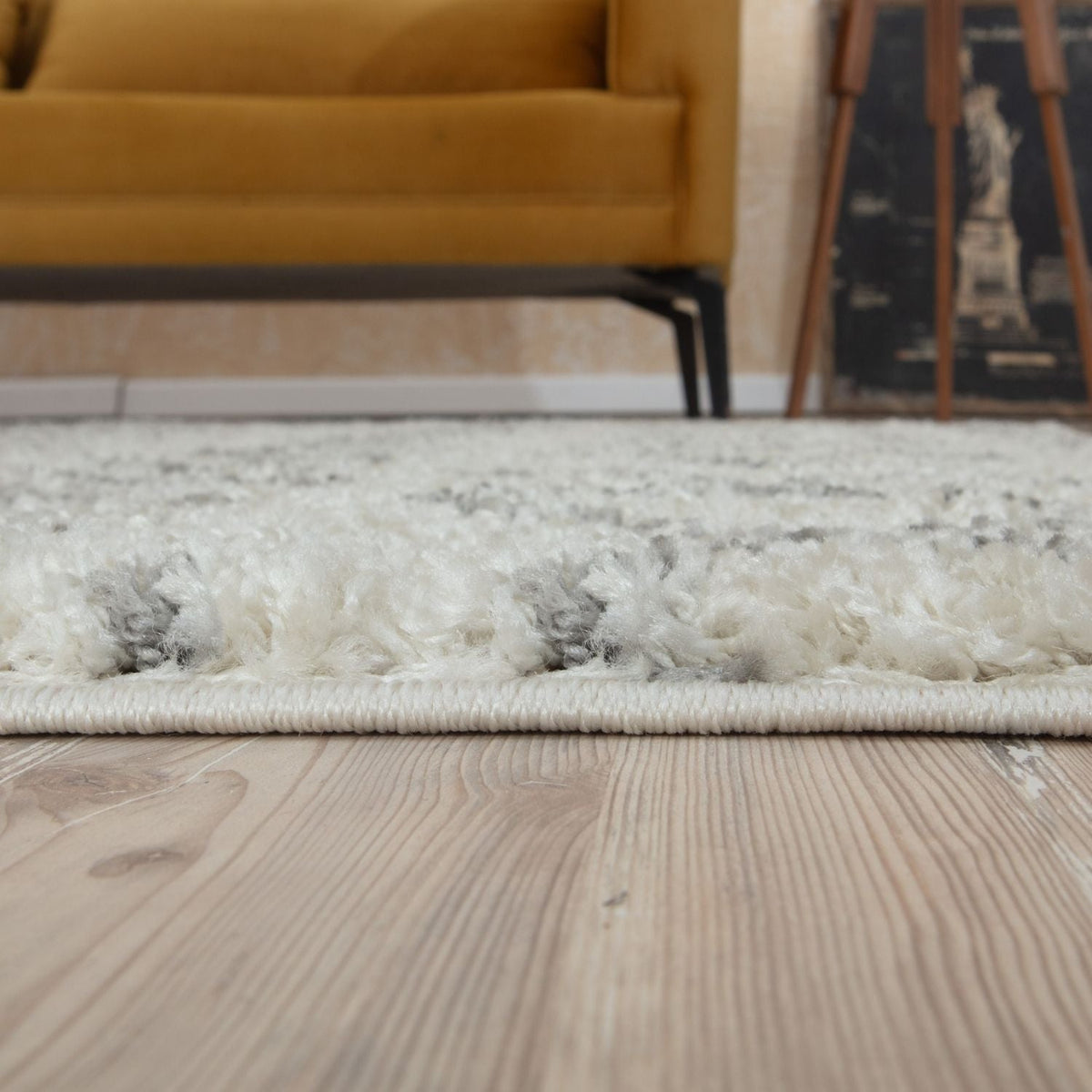 The Rugs Moroccan Ivory Grey Shaggy Rug | 1000