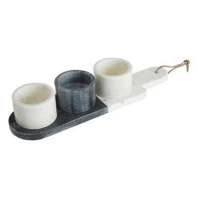 Orsina Bulgari Marble Condiment Bowls & Board Set