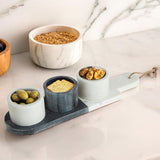 Orsina Bulgari Marble Condiment Bowls & Board Set