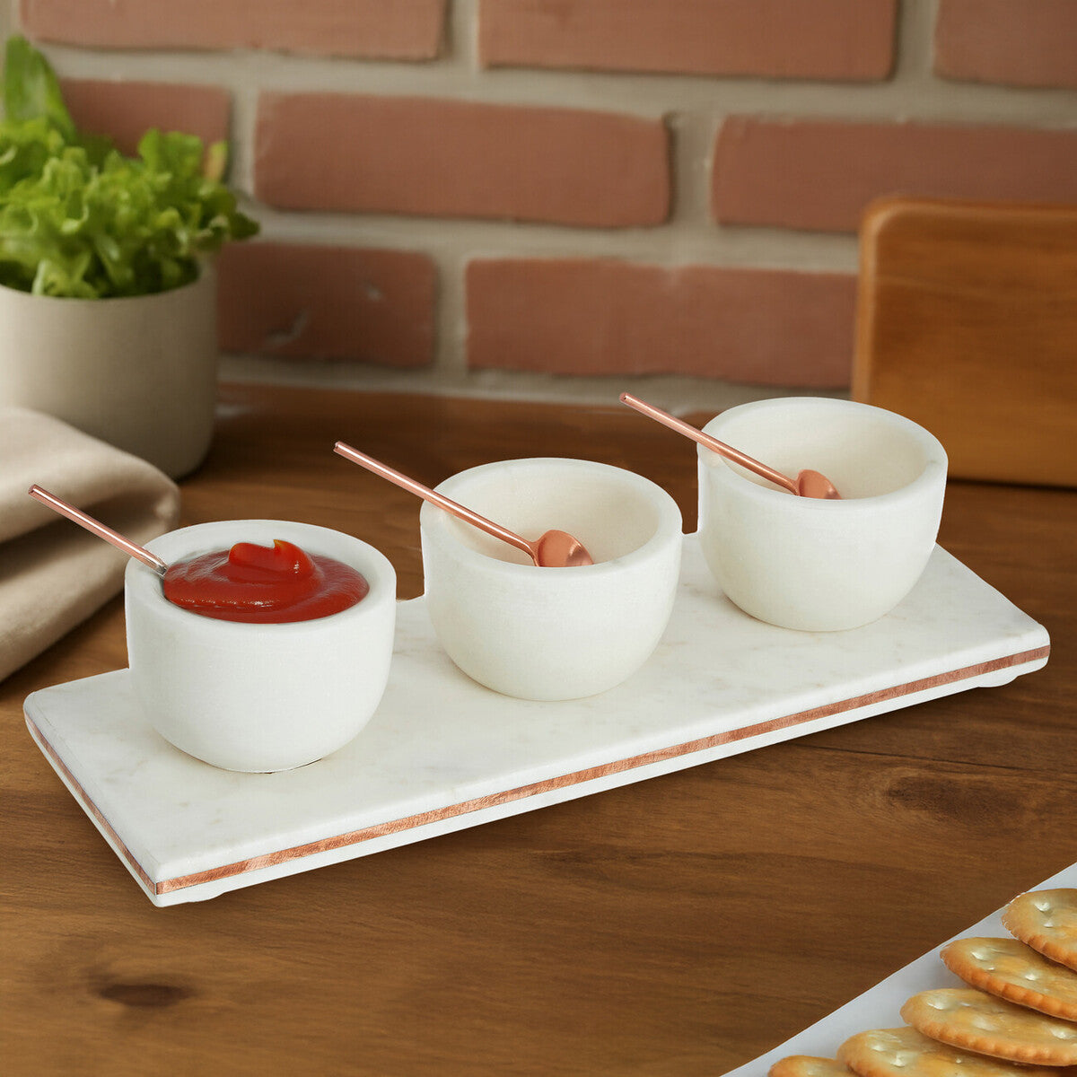 Orsina Monzaro Marble Dip Bowls with Board Set