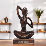 HatiNest Wooden Yoga Lady Cow Face Pose Antique Finish