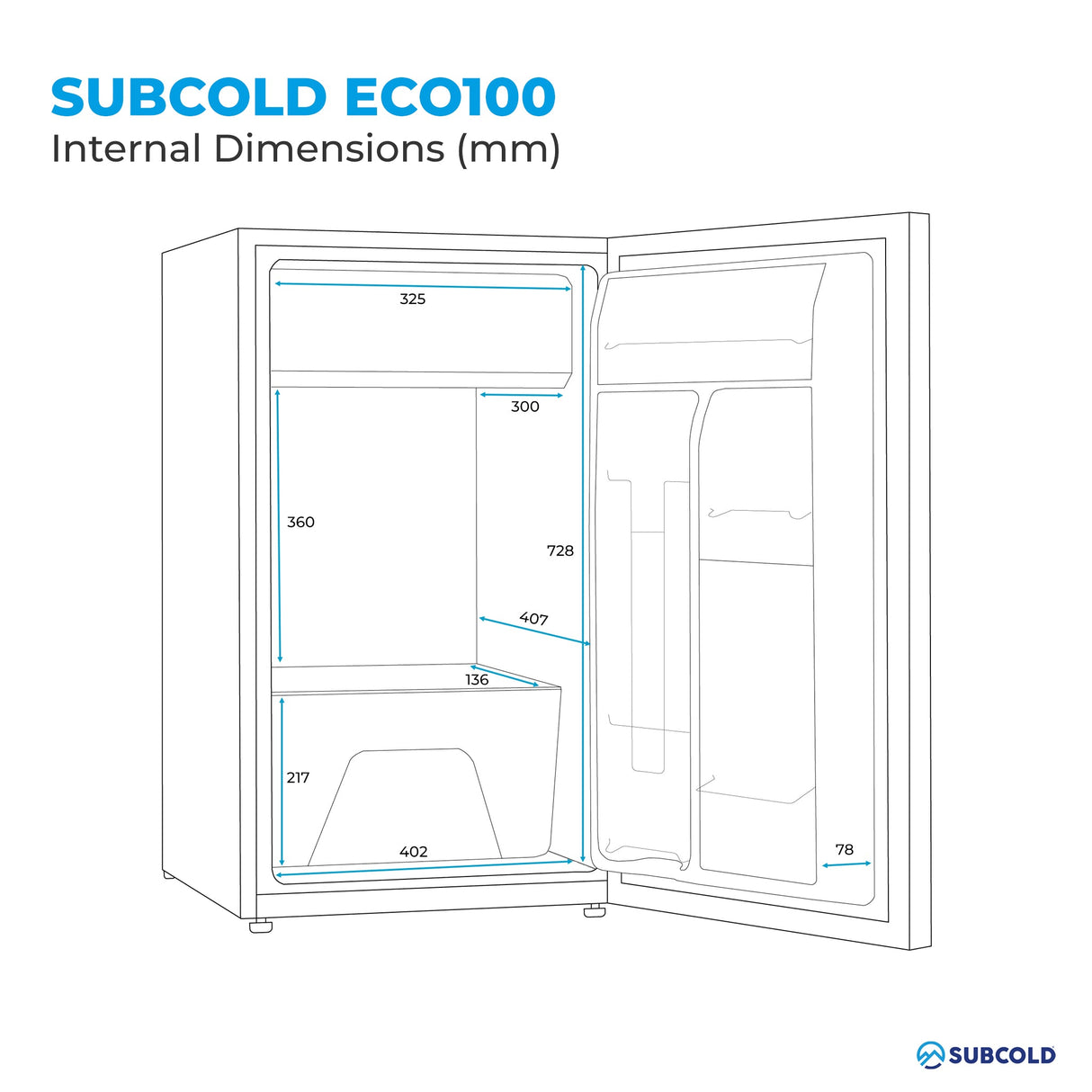 Subcold Eco100 LED Under Counter Fridge - 95L