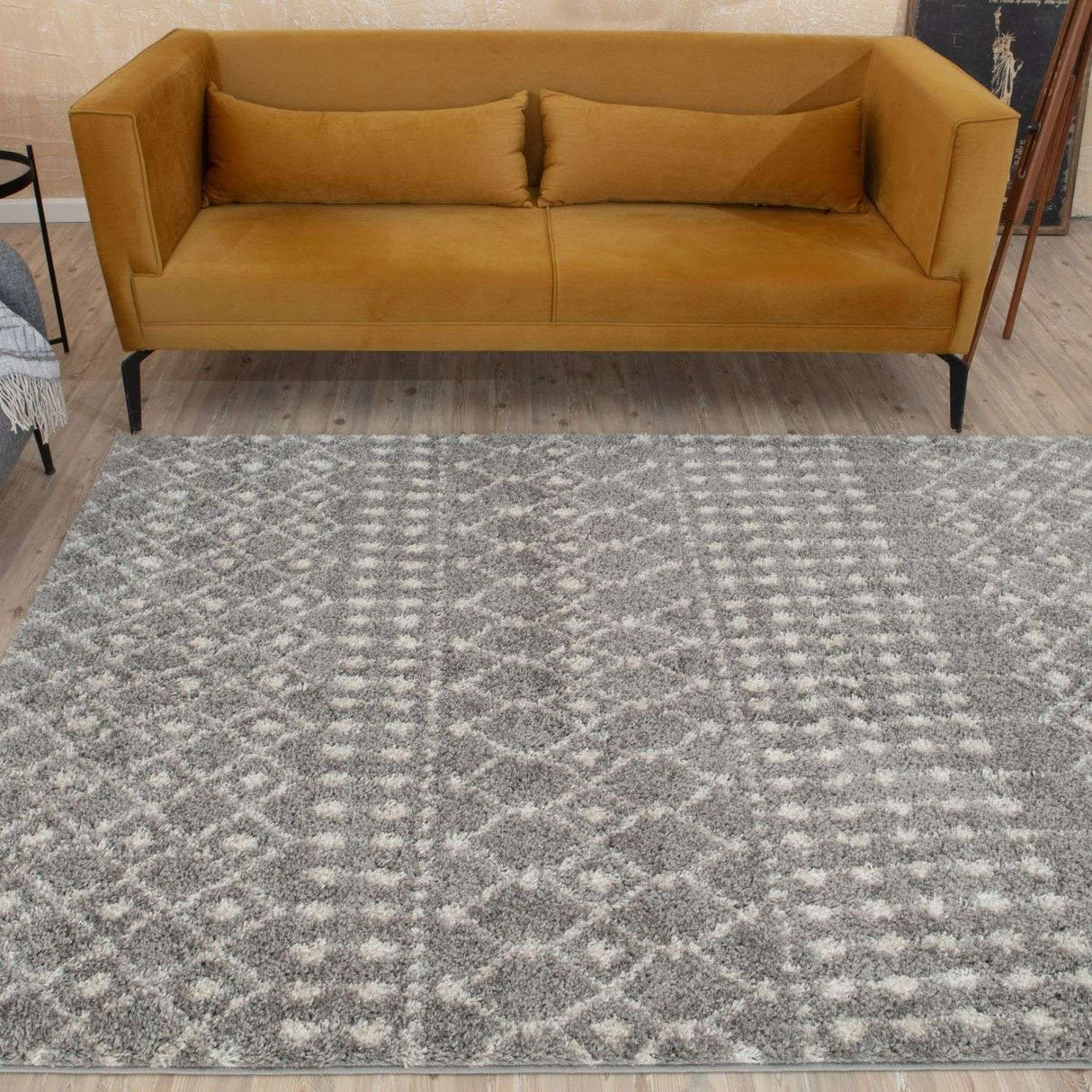 The Rugs Moroccan Grey Shaggy Rug 1010