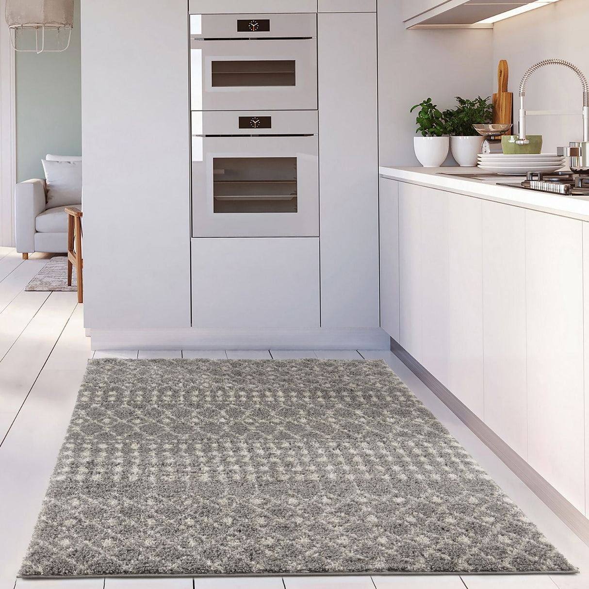 The Rugs Moroccan Grey Shaggy Rug 1010