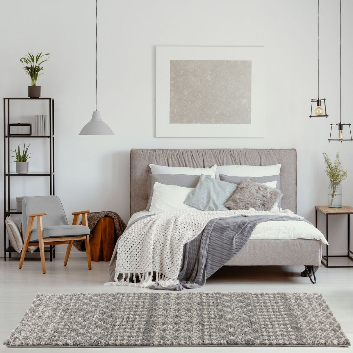 The Rugs Moroccan Grey Shaggy Rug 1010