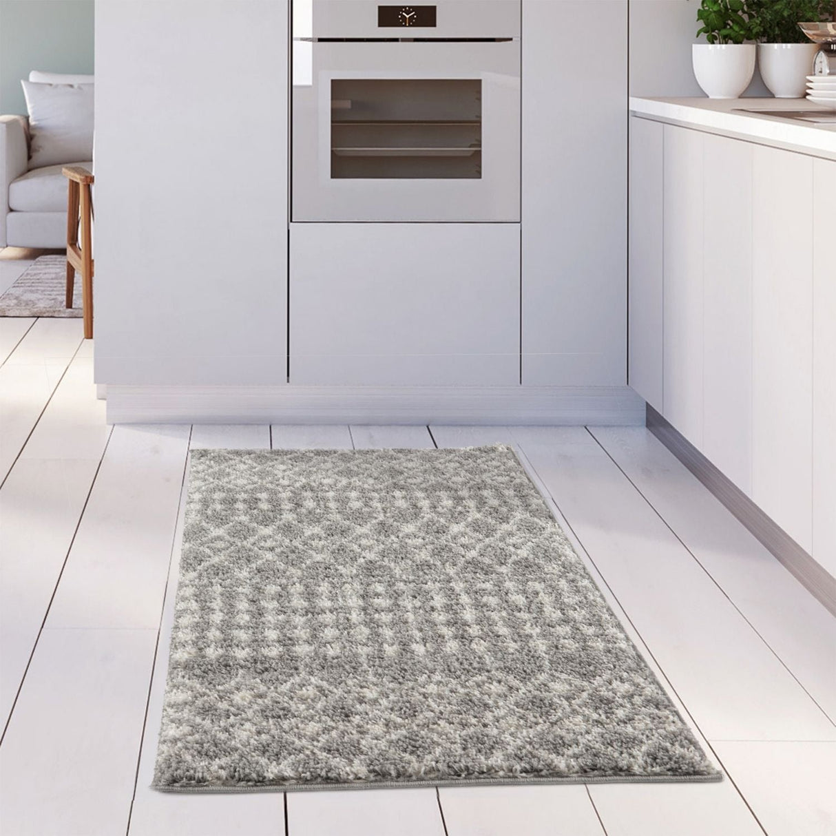The Rugs Moroccan Grey Shaggy Rug 1010