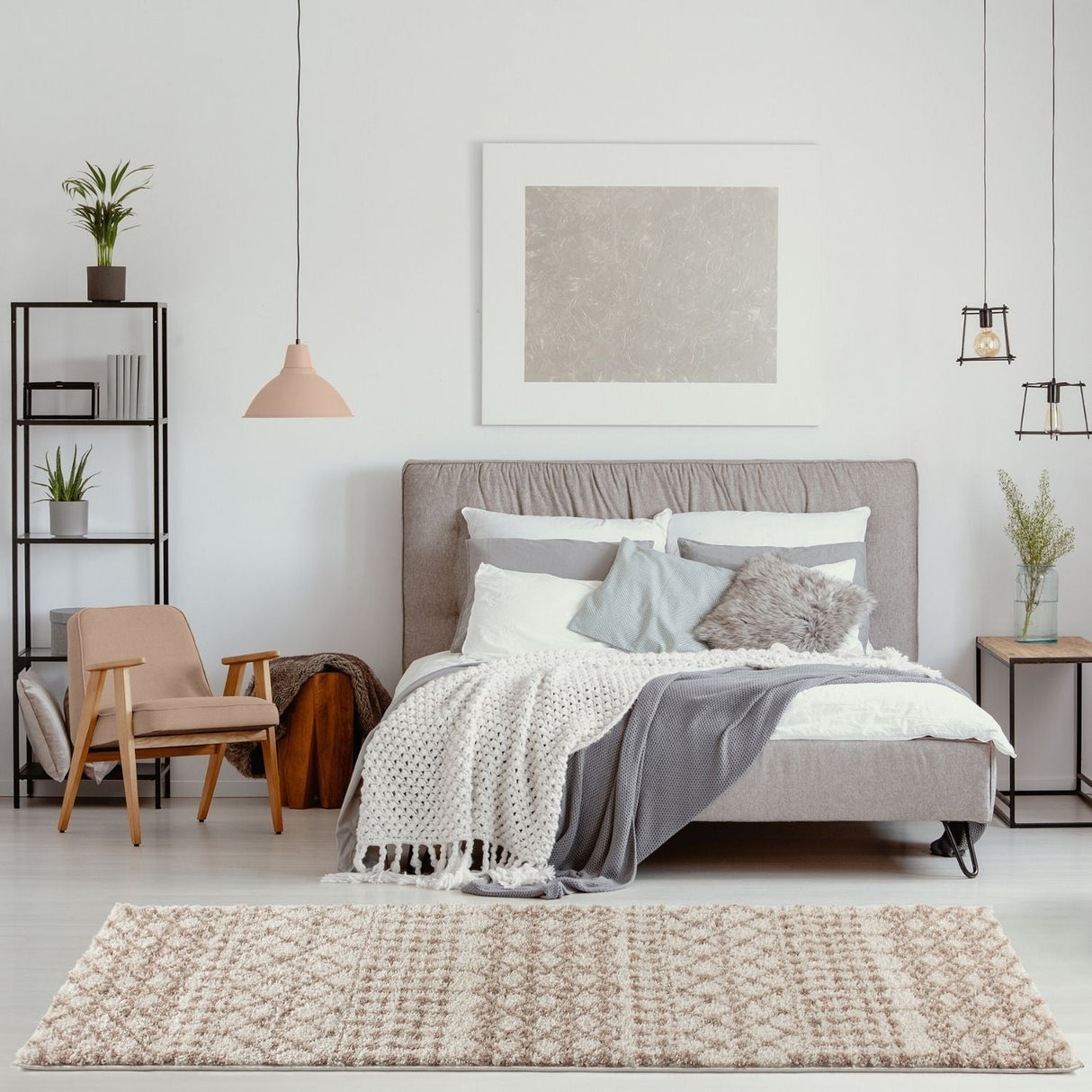 Moroccan Ivory Beige Shaggy Rug | 100% polypropylene