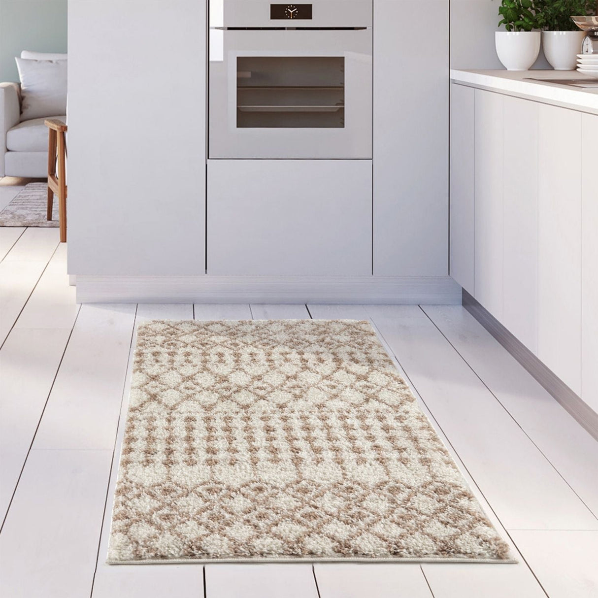 Moroccan Ivory Beige Shaggy Rug | 100% polypropylene