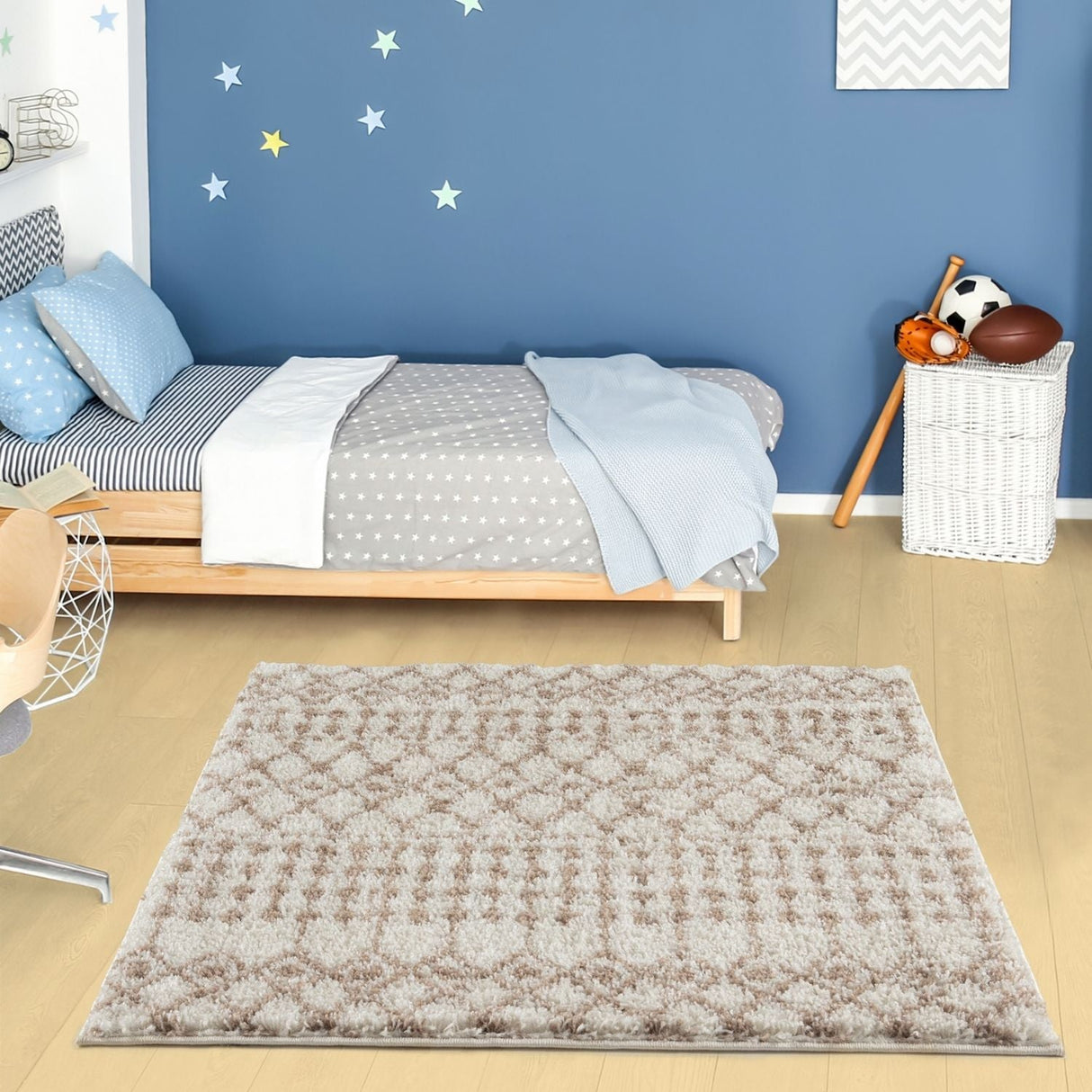 Moroccan Ivory Beige Shaggy Rug | 100% polypropylene