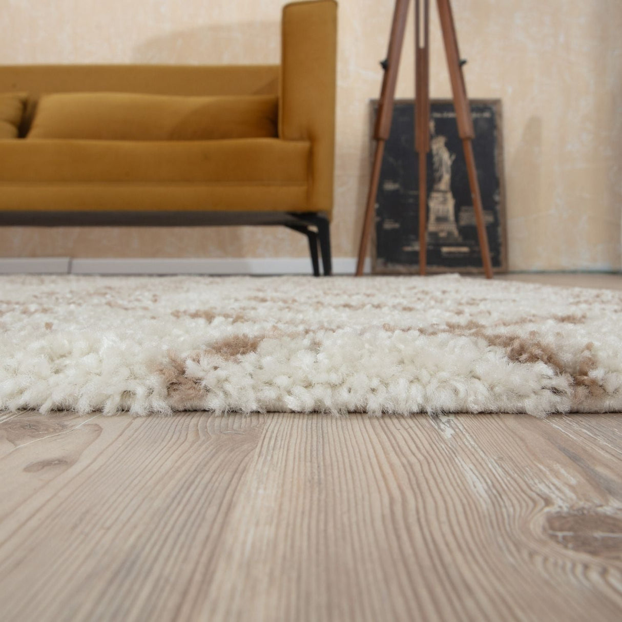 Moroccan Ivory Beige Shaggy Rug | 100% polypropylene