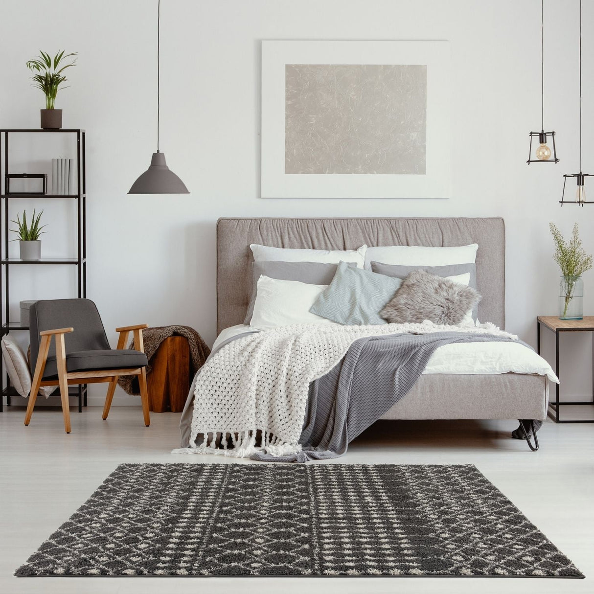 The Rugs Moroccan Dark Grey Shaggy Rug | 1040