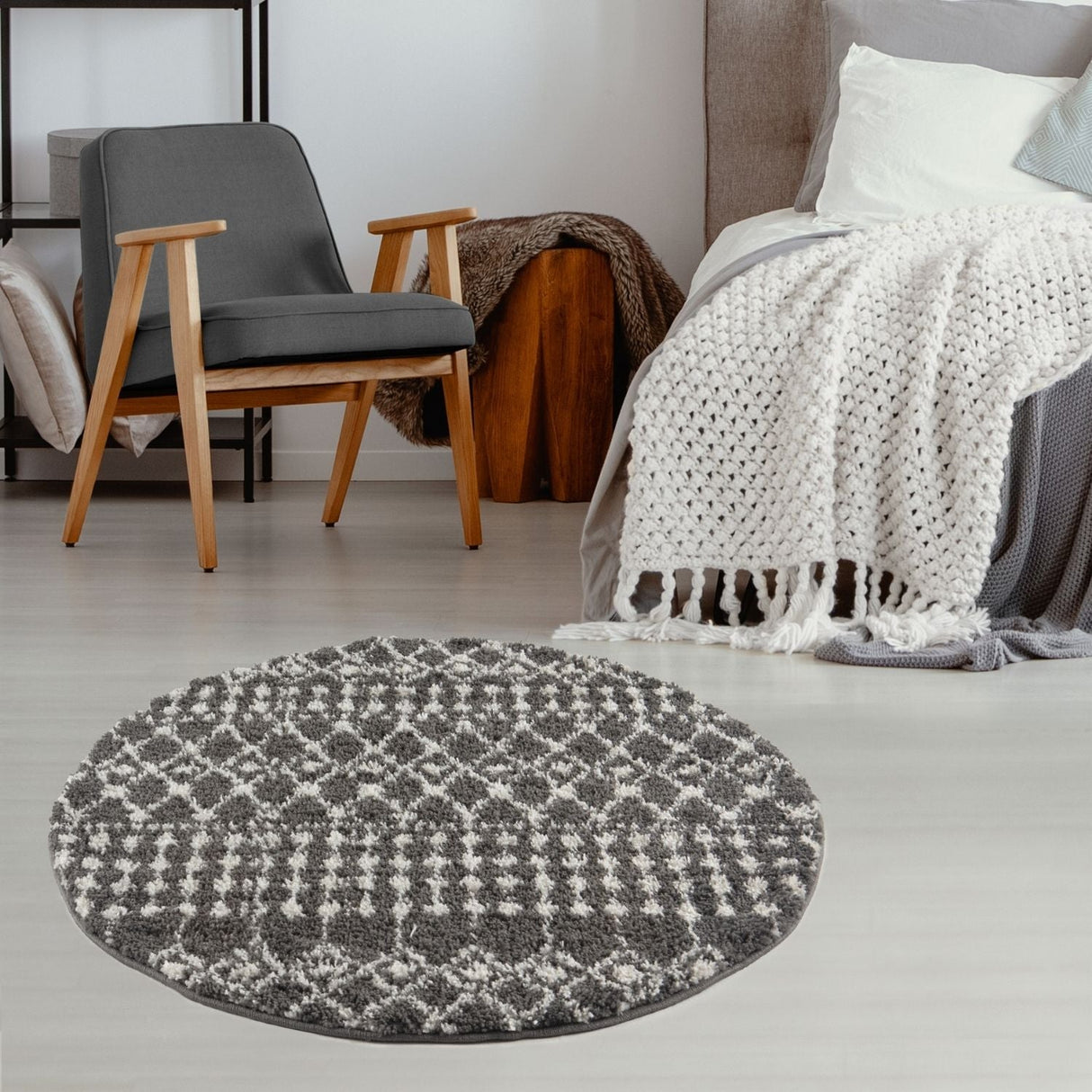The Rugs Moroccan Dark Grey Shaggy Rug | 1040
