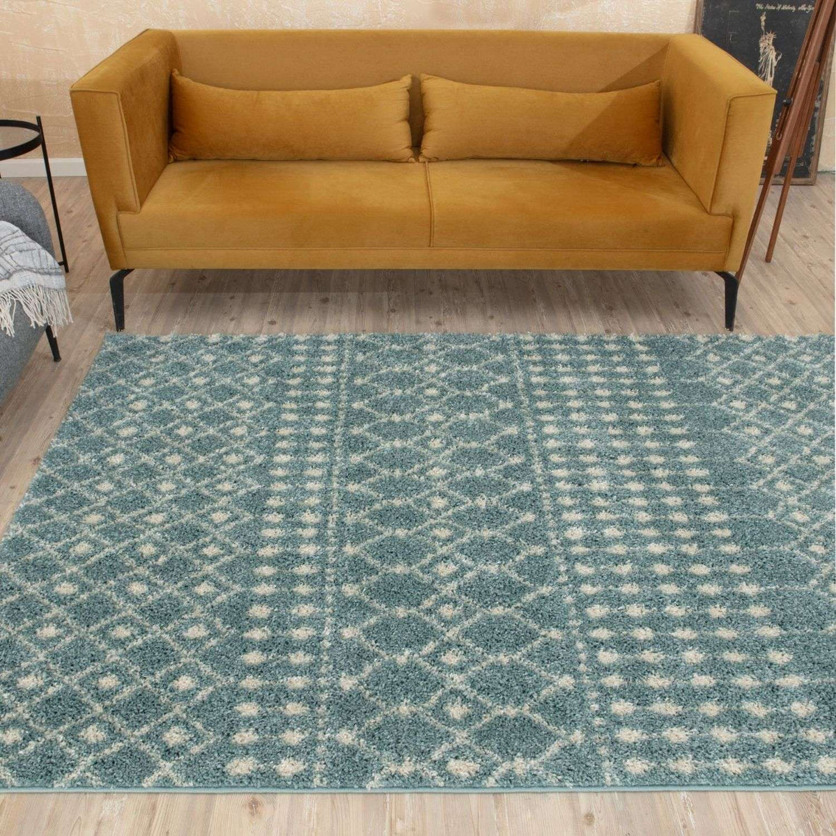 Moroccan Duck Egg Blue Shaggy Rug 1050 | The Rugs