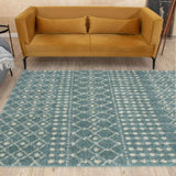 Moroccan Duck Egg Blue Shaggy Rug 1050 | The Rugs