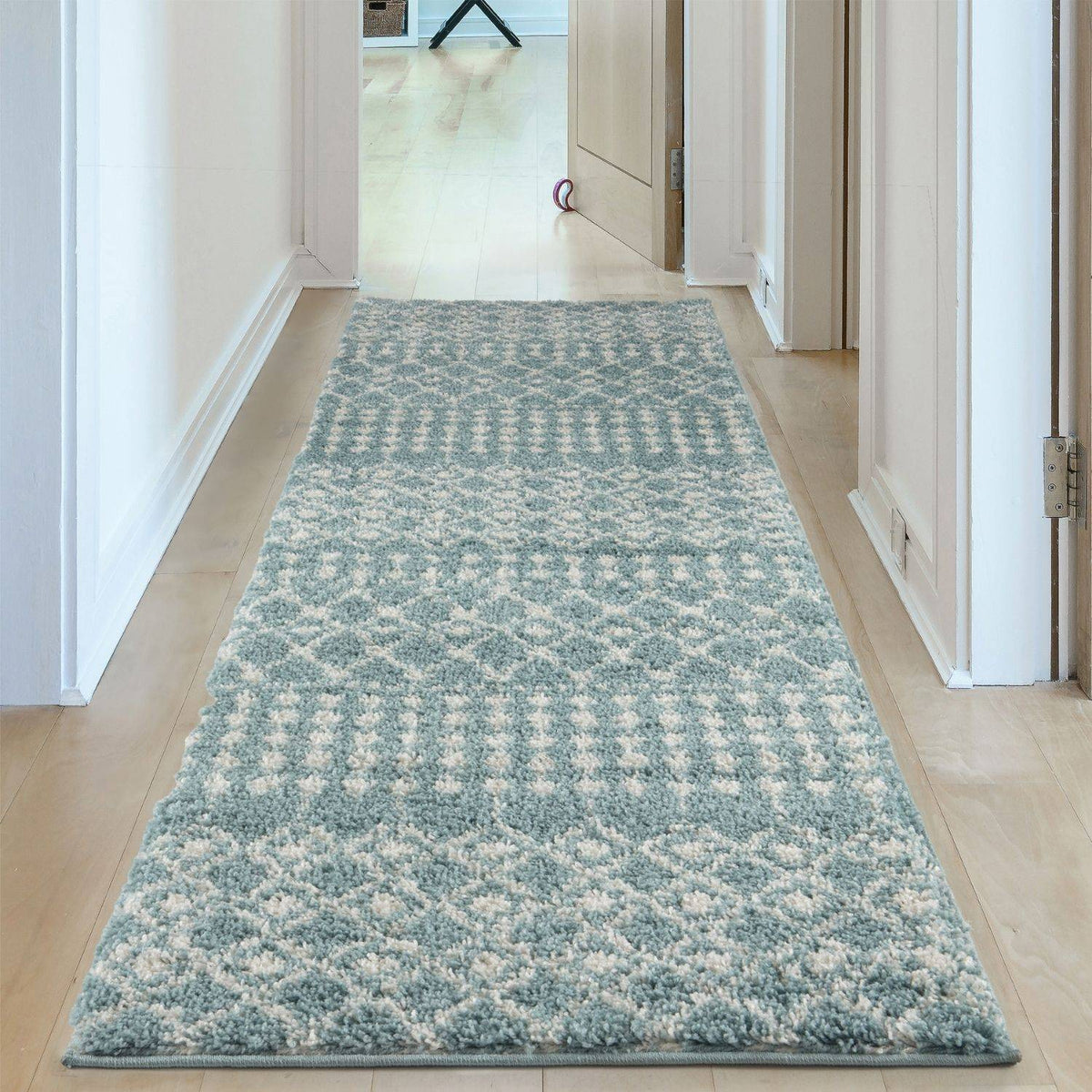 Moroccan Duck Egg Blue Shaggy Rug 1050 | The Rugs