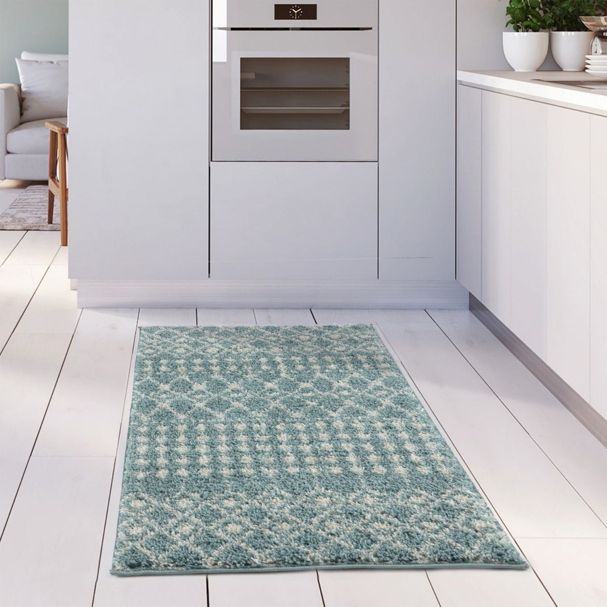 Moroccan Duck Egg Blue Shaggy Rug 1050 | The Rugs