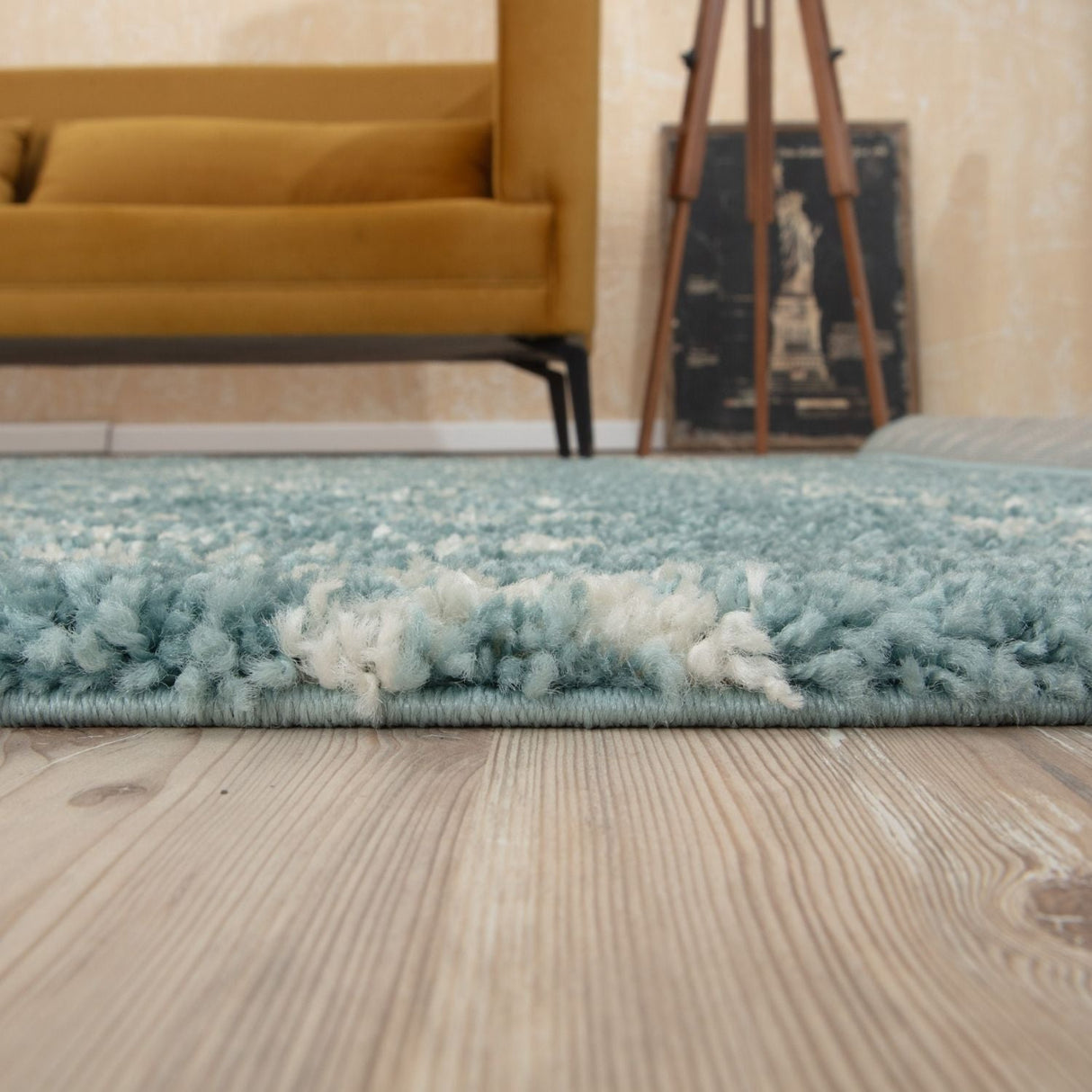 Moroccan Duck Egg Blue Shaggy Rug 1050 | The Rugs