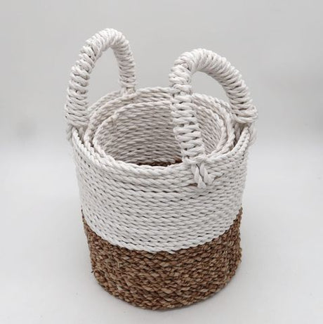 HatiNest Set of 3 Natural Seagrass Storage Baskets - 14, 16 & 17cm