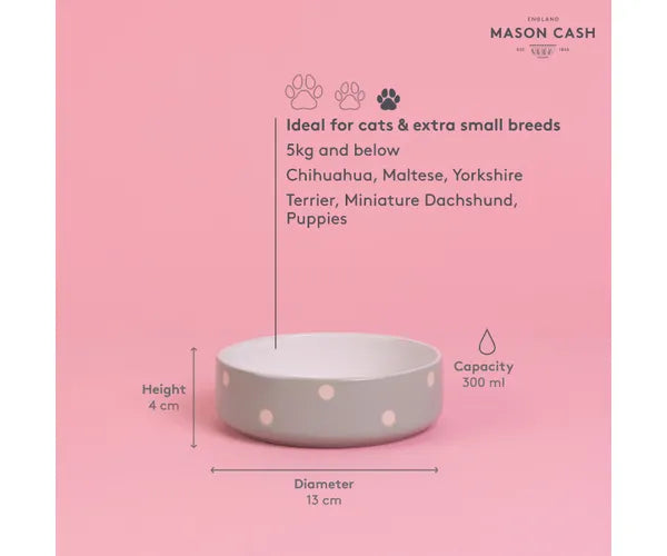 Mason Cash Polka Dot Pet Bowl, Sage, 300cm