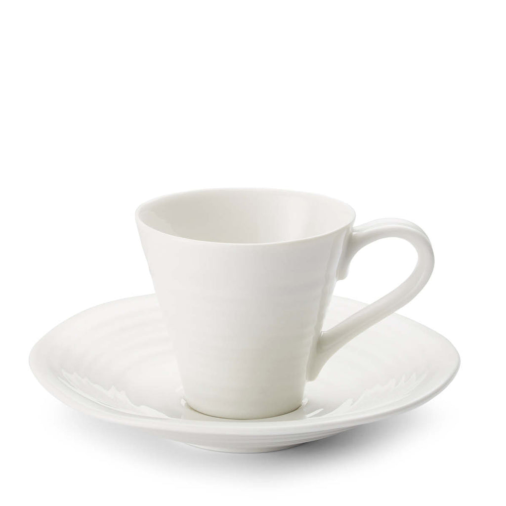 Portmeirion Sophie Conran Porcelain Espresso Cup & Saucers, Set of 2, White