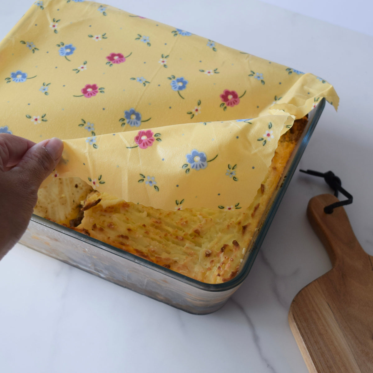 Lou-bees Ditsy Floral Yellow Large Beeswax Food Wrap - 14” x 11”