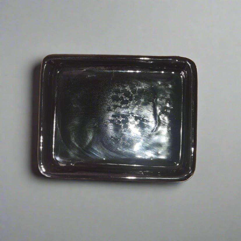 Yorkshire Bonsai Rectangular Glazed Drip Tray Black - 12cm