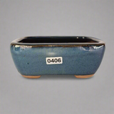 Yorkshire Bonsai Blue Glazed Rectangle Bonsai Pot - 13cm