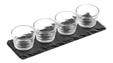 Orsina Slate Preto 4 Ribbed Glass Bowls