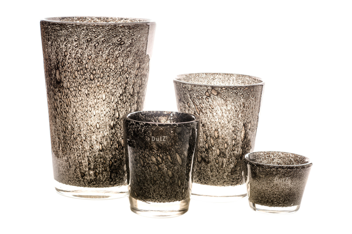 Lowlands Design Conic Vase Thick Glass with Bubbles