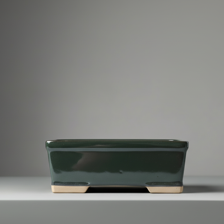 Yorkshire Bonsai Black Glazed Rectangle Bonsai Pot - 16cm