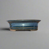 Yorkshire Bonsai Oval Glazed Bonsai Pot Blue - 16cm
