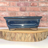 Yorkshire Bonsai Blue Glazed Rectangle Bonsai Pot - 16cm