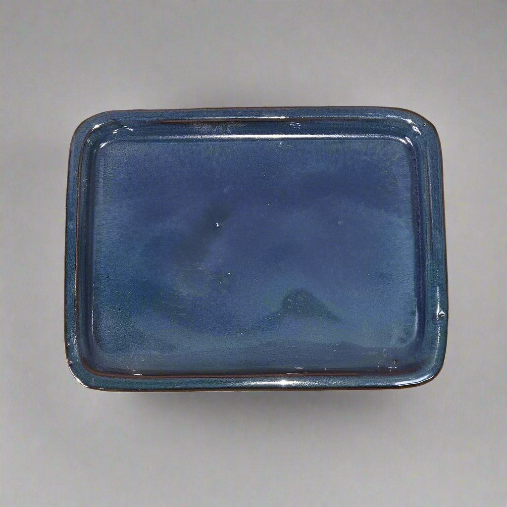 Yorkshire Bonsai Glazed Bonsai Drip Tray Rectangle Blue - 16cm