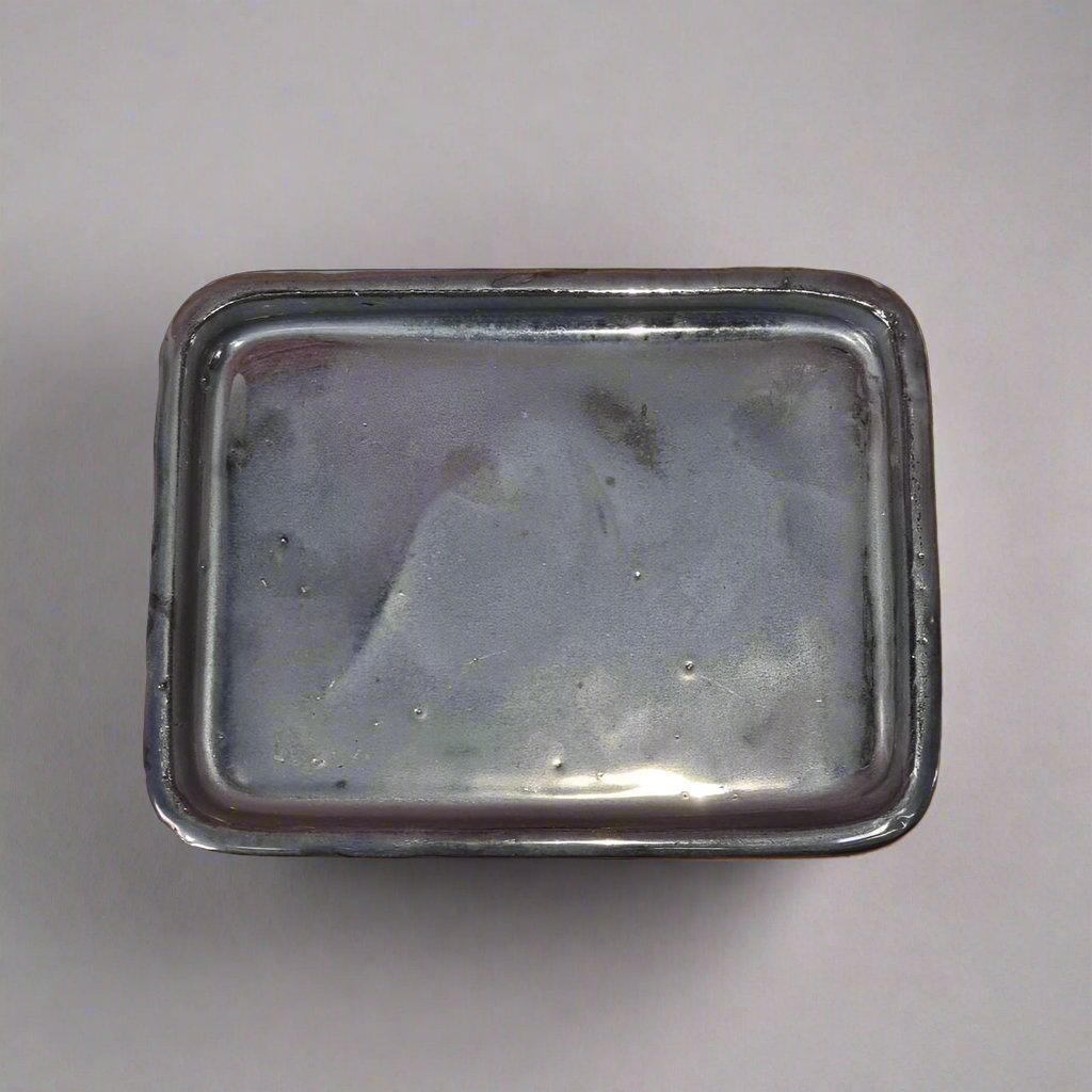 Yorkshire Bonsai Silver Glazed Rectangular Drip Tray Ceramic - 16cm