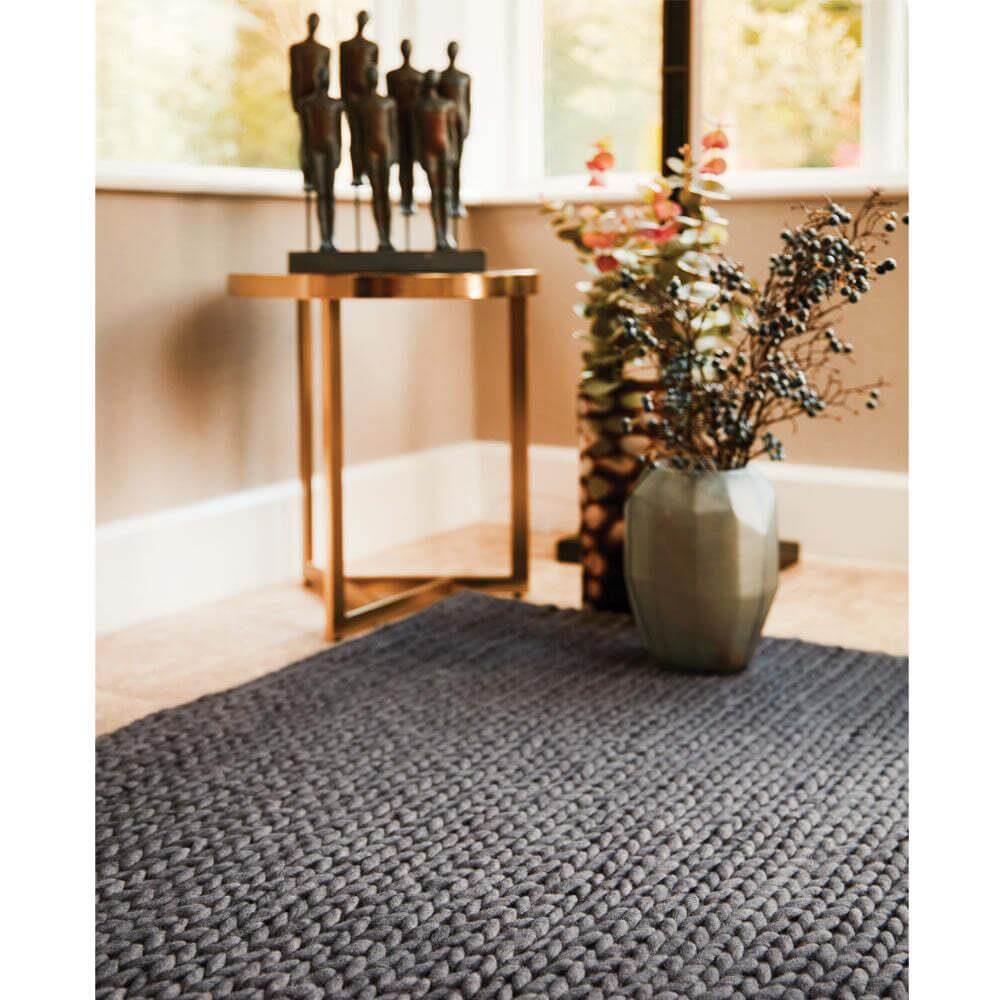 Fusion Dark Grey Braided Wool Rug by The Rugs