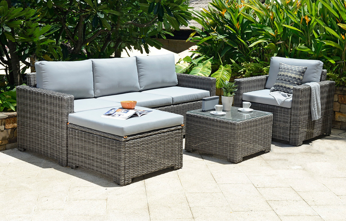 MINT Outdoor Marbella Grey 5 Seater Chaise Garden Sofa Lounge Set