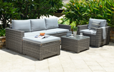 MINT Outdoor Marbella Grey 5 Seater Chaise Garden Sofa Lounge Set